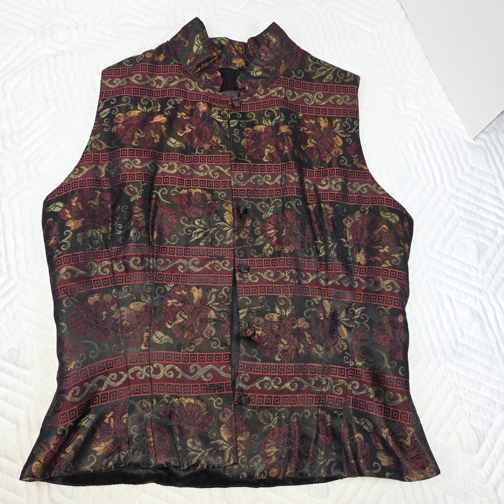 Scott McClintock Black Lined Labeled Vest Size 8 Embroidered VTG Y2K BOHO